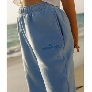 Pink Palm Puff Sweatpants Blue Small Regular New With Tags